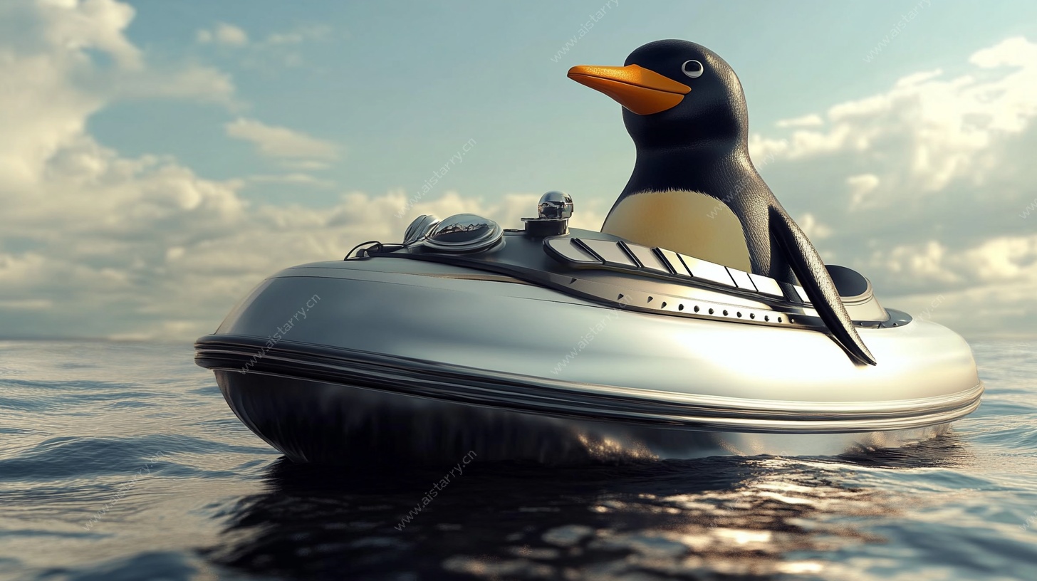 企鹅驾艇海上行