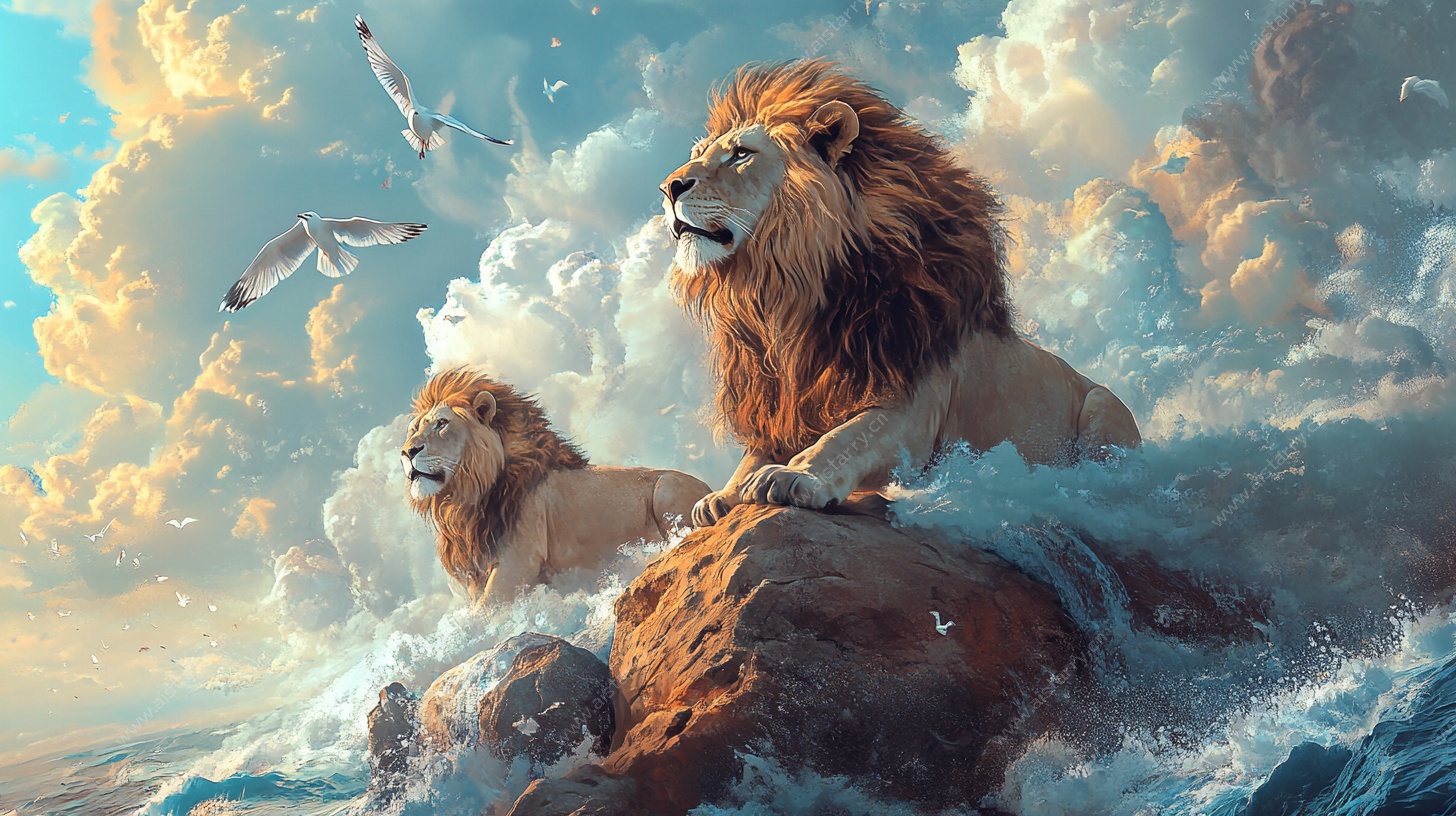 海上双狮 苍穹飞鸟