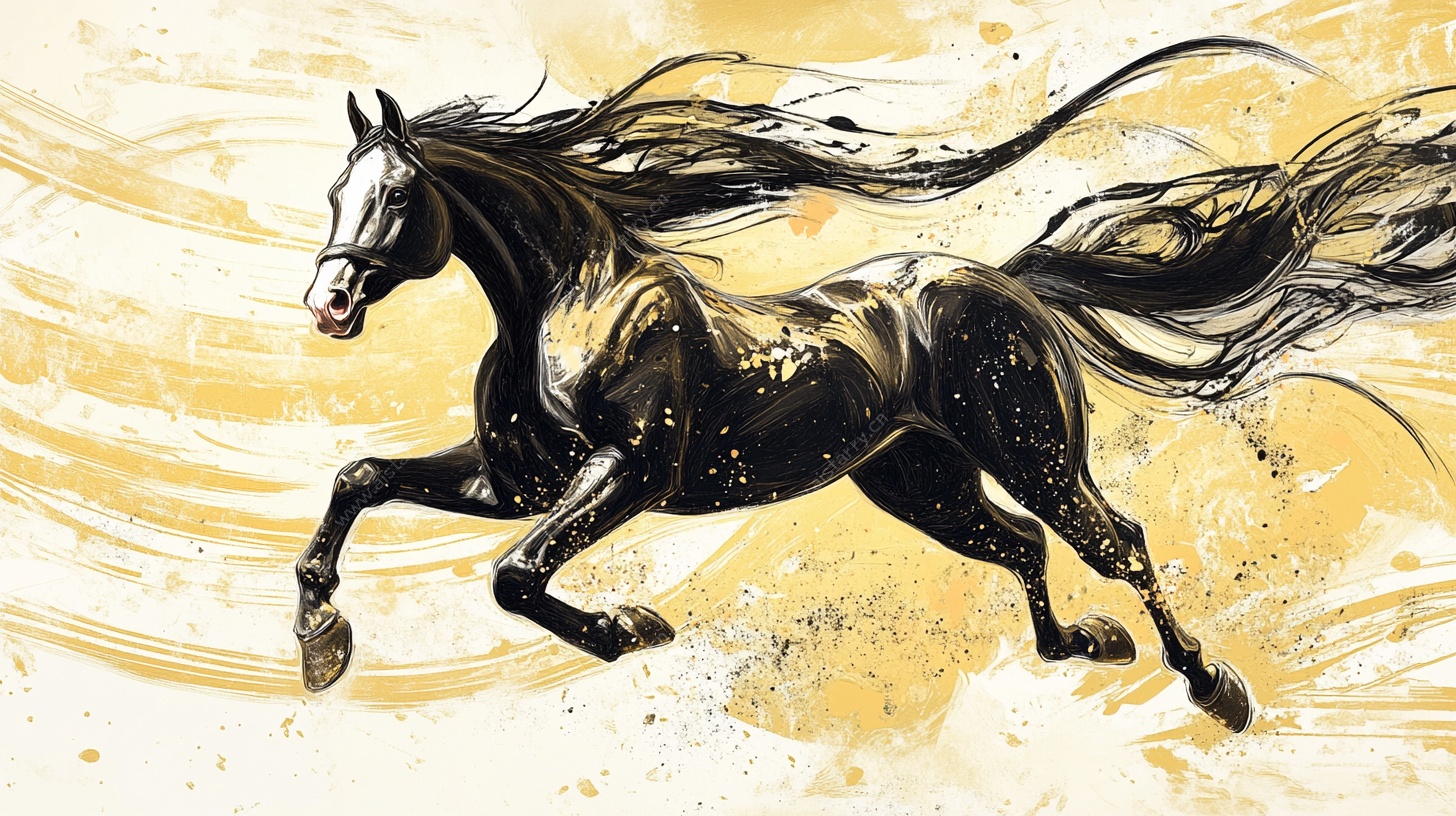 奔腾墨马绘就灵动艺术风