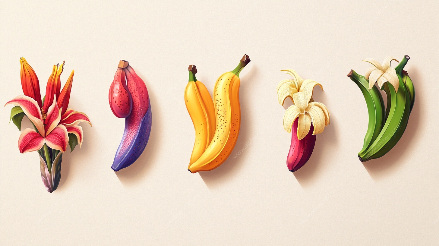 多彩异形香蕉花卉排列图