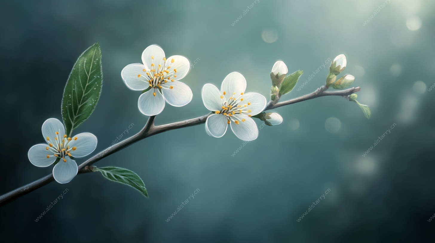 枝头绽放的洁白春花