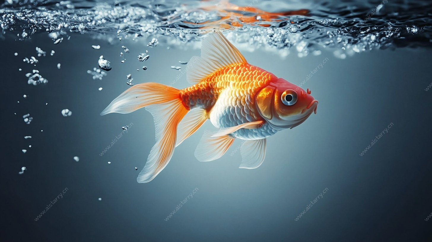 水中金鱼灵动瞬间