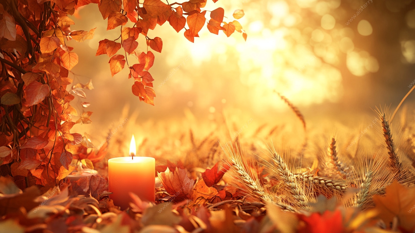 秋日烛光田园美景图