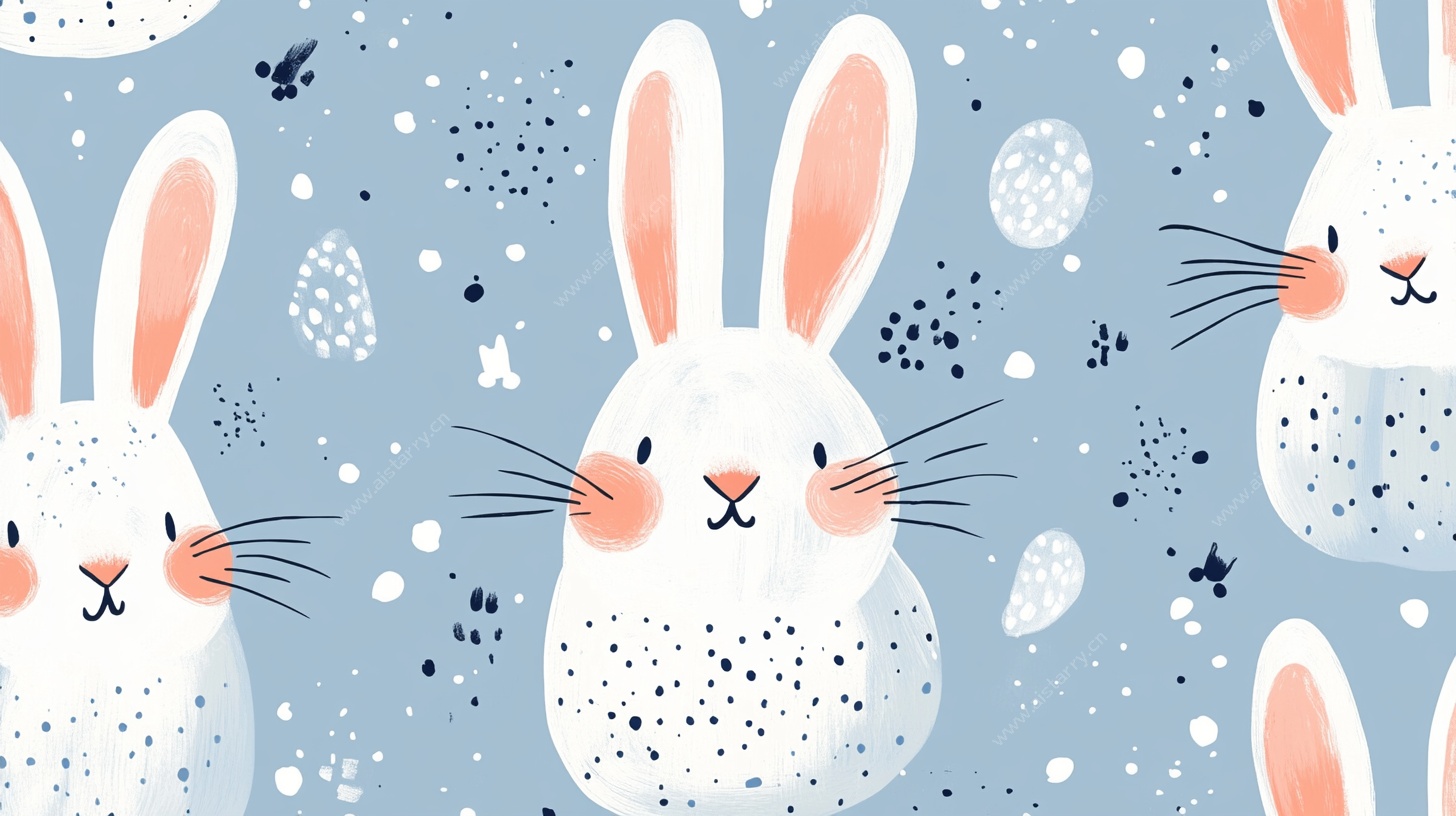可爱兔子水彩图案背景