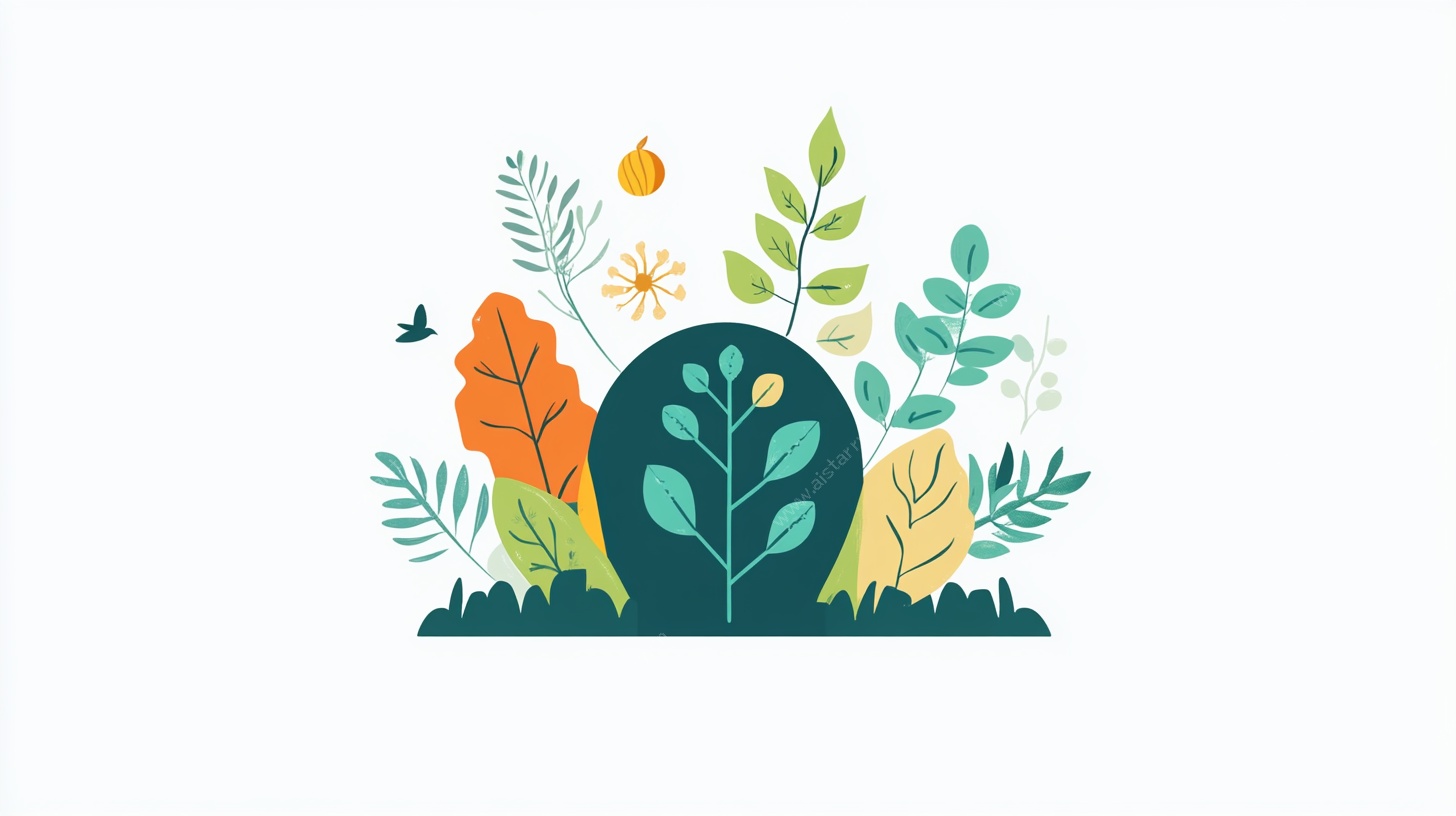 清新植物插画场景