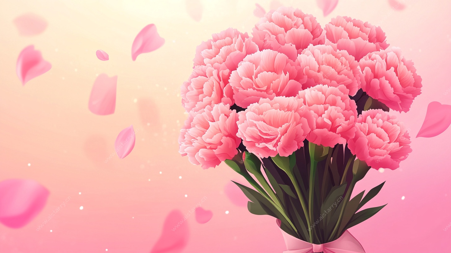 粉色康乃馨花束梦幻图