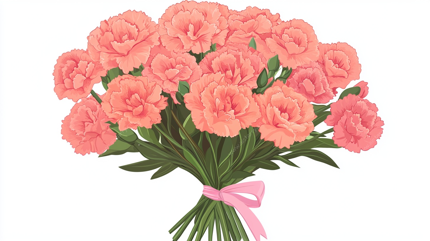 粉色康乃馨花束插画