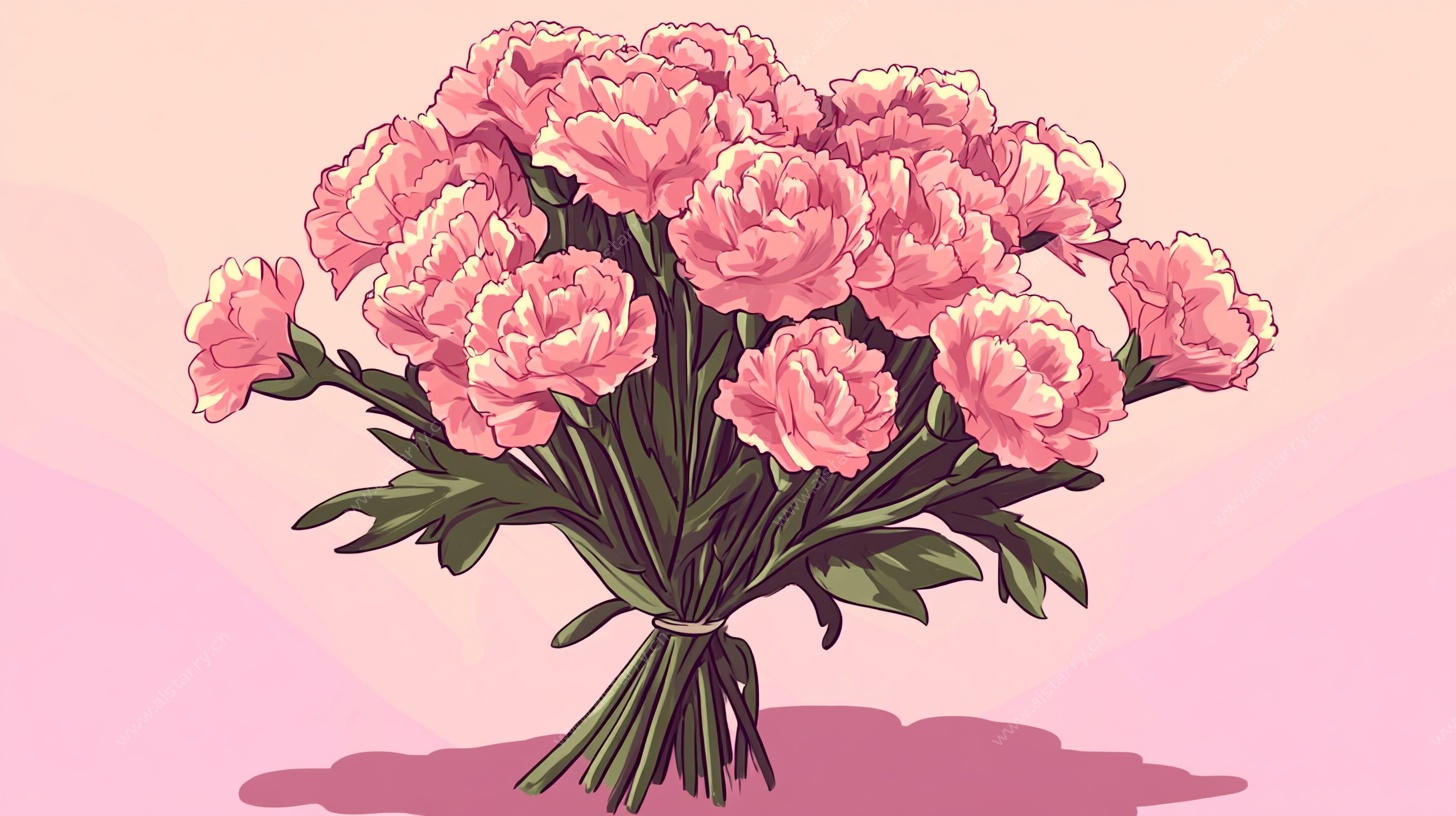 粉色康乃馨插画花束