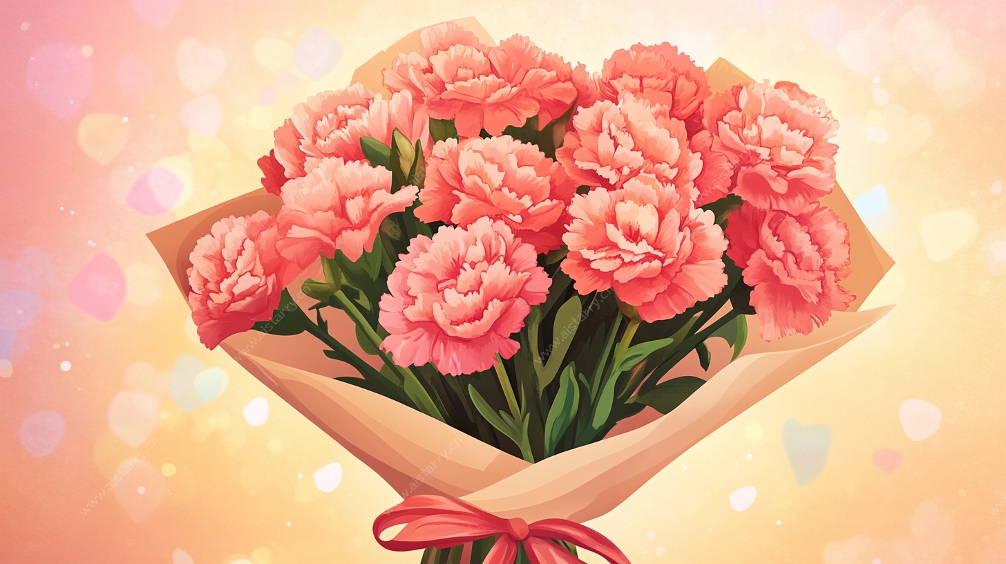 粉色康乃馨花束插画