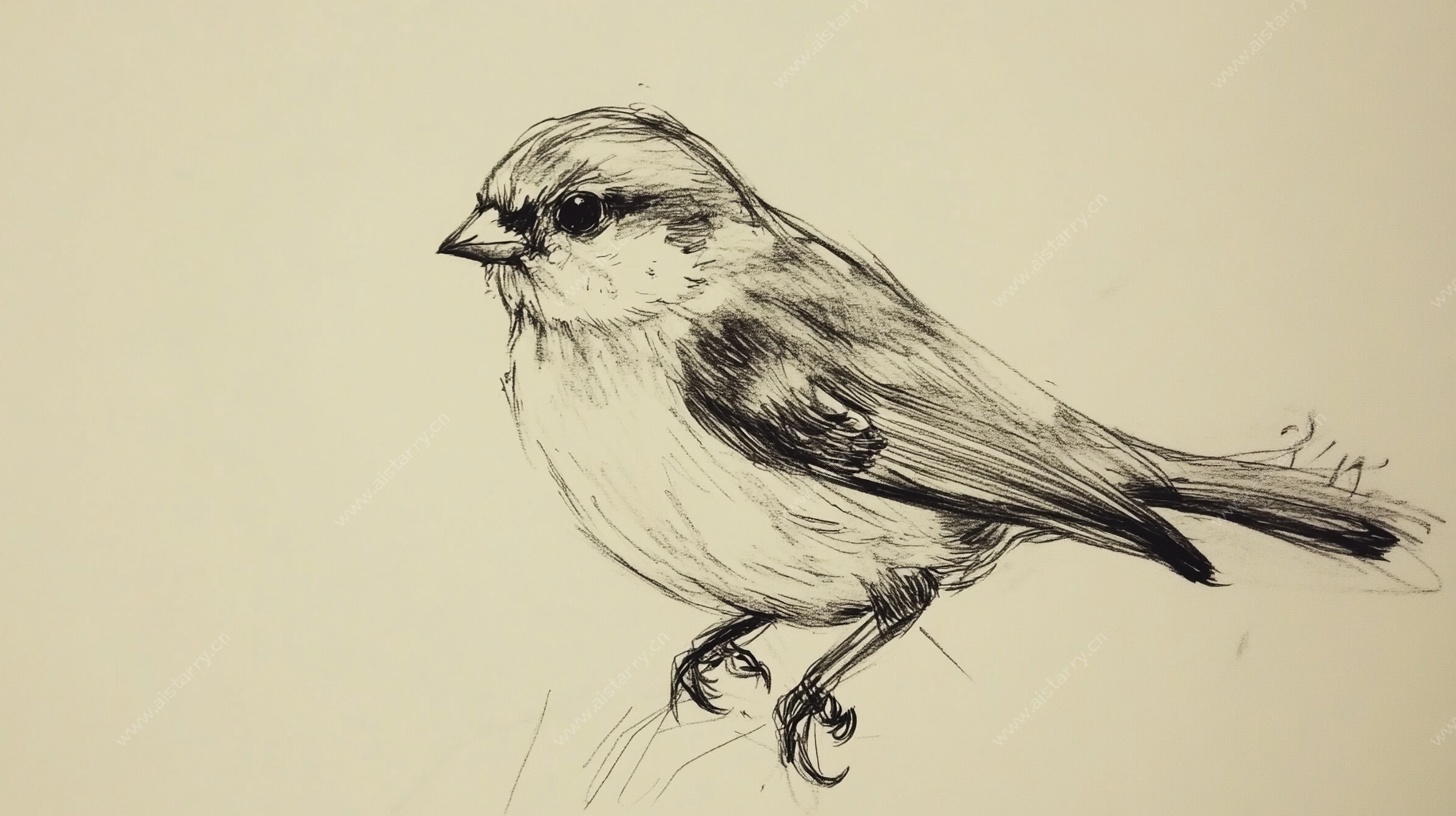 素描小鸟图