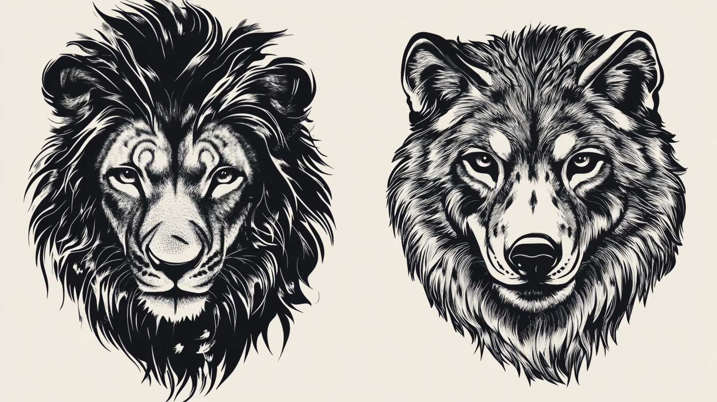 狮狼头像插画