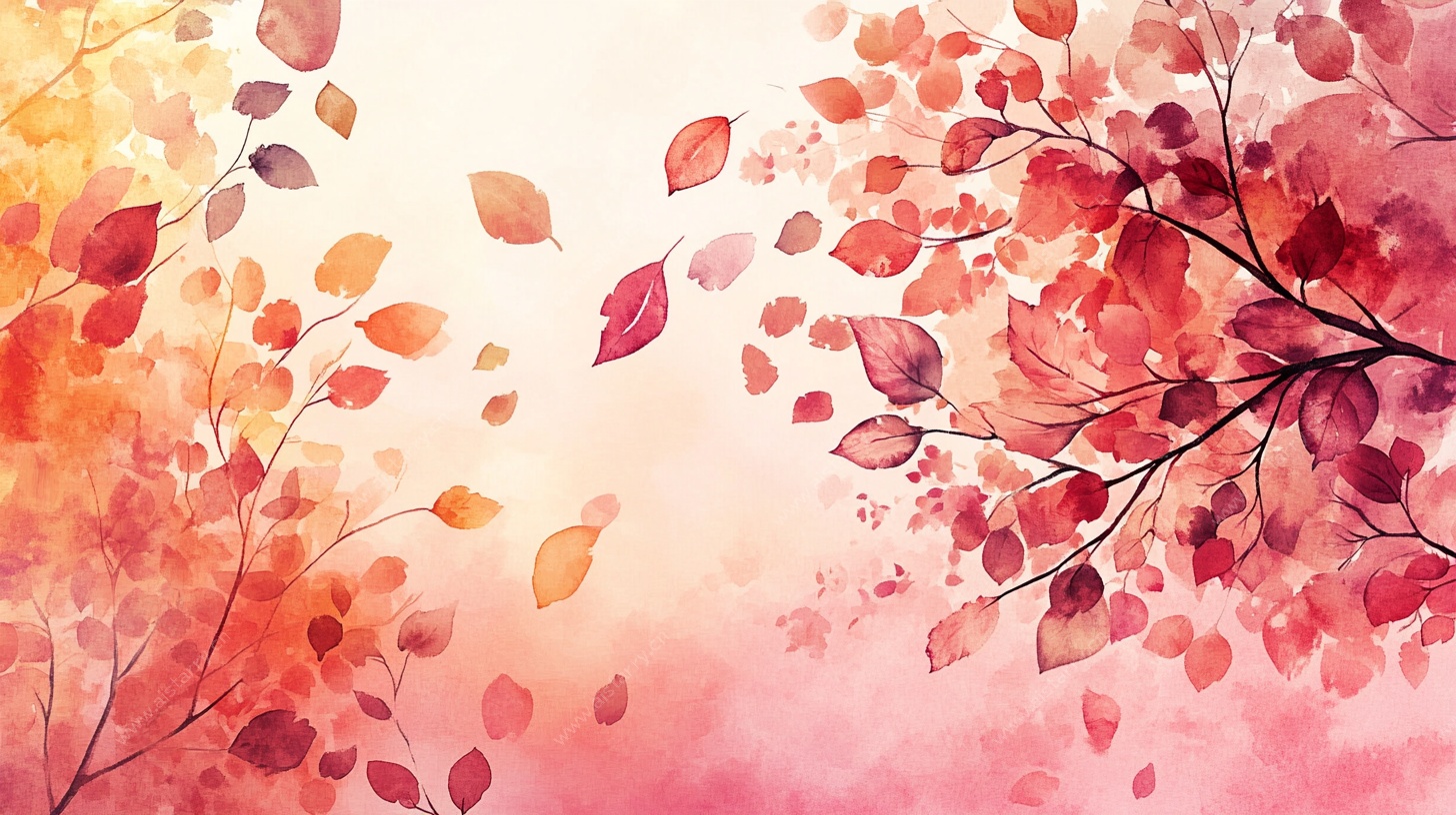 秋意水彩绘 烂漫树叶景