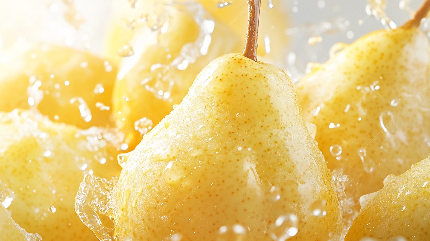 黄梨入水溅起晶莹水花