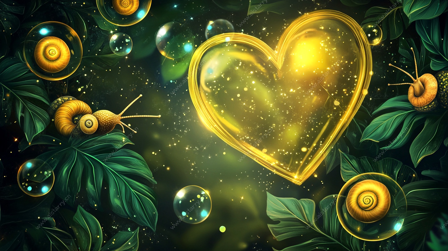 梦幻心型泡泡与蜗牛奇景
