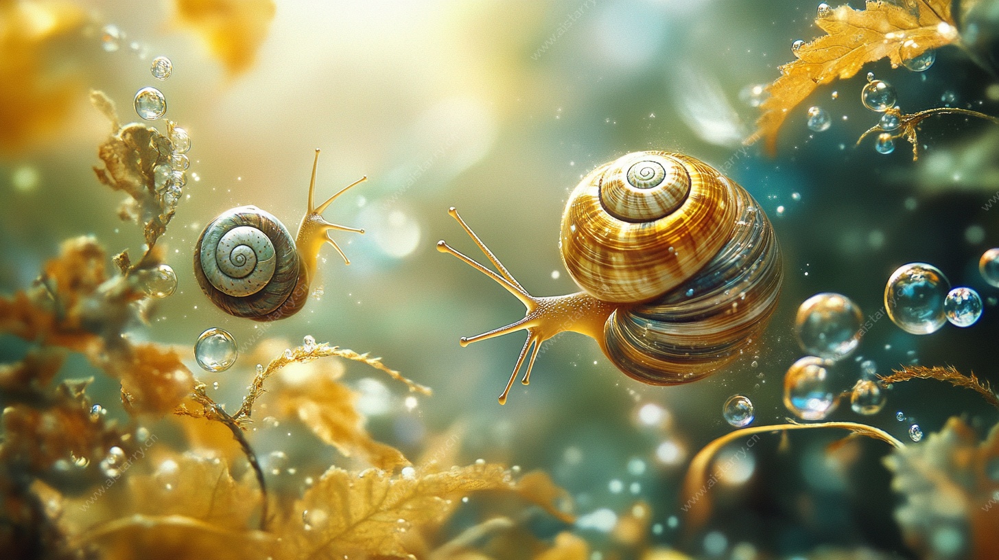 梦幻蜗牛在秋日幻境中