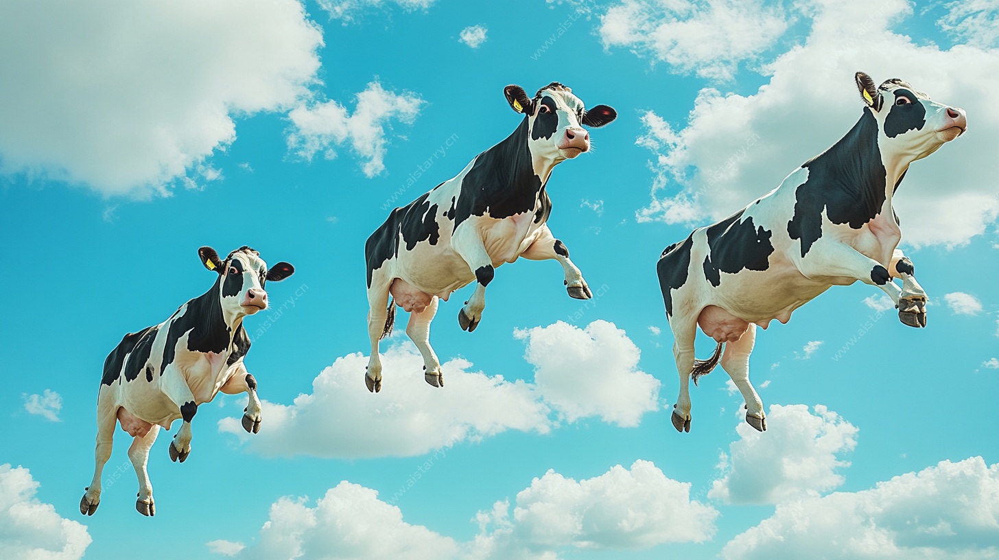 跳跃的奶牛奇幻场景