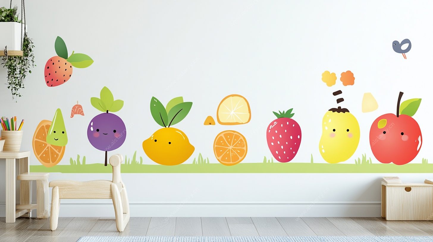 可爱水果墙贴装饰房间角落