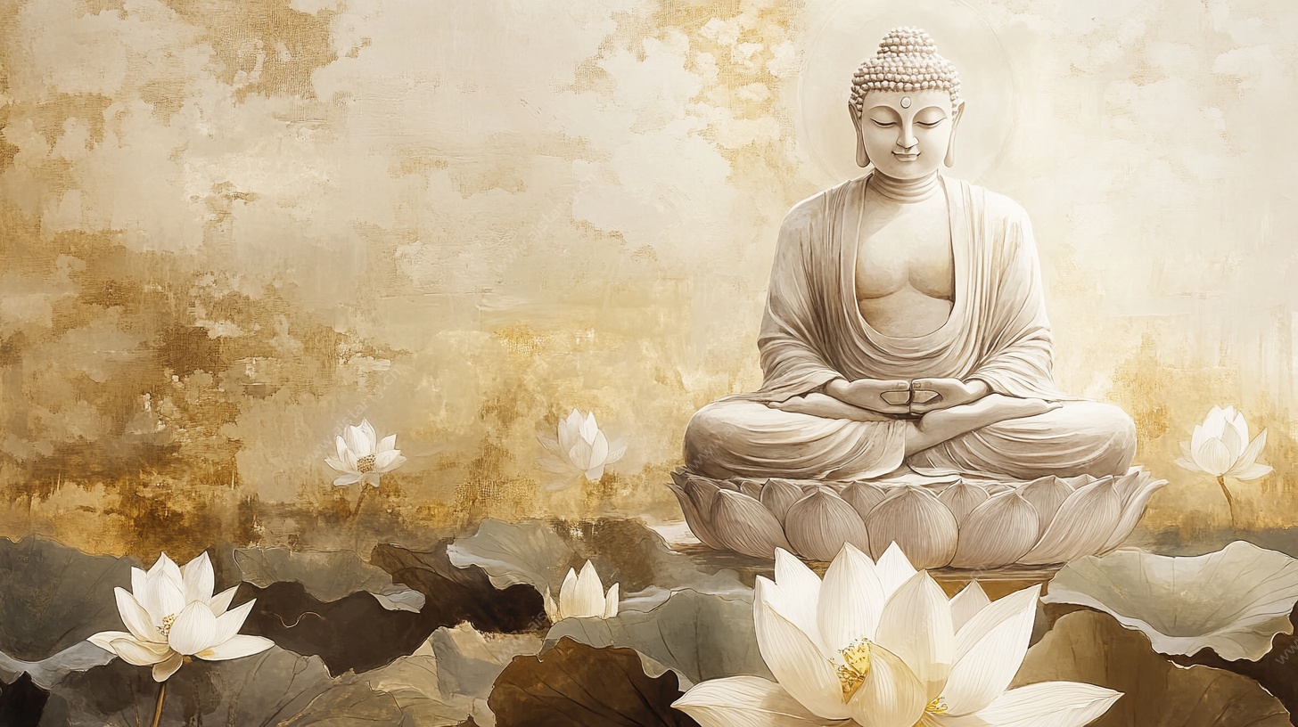坐莲佛像静谧禅意图景