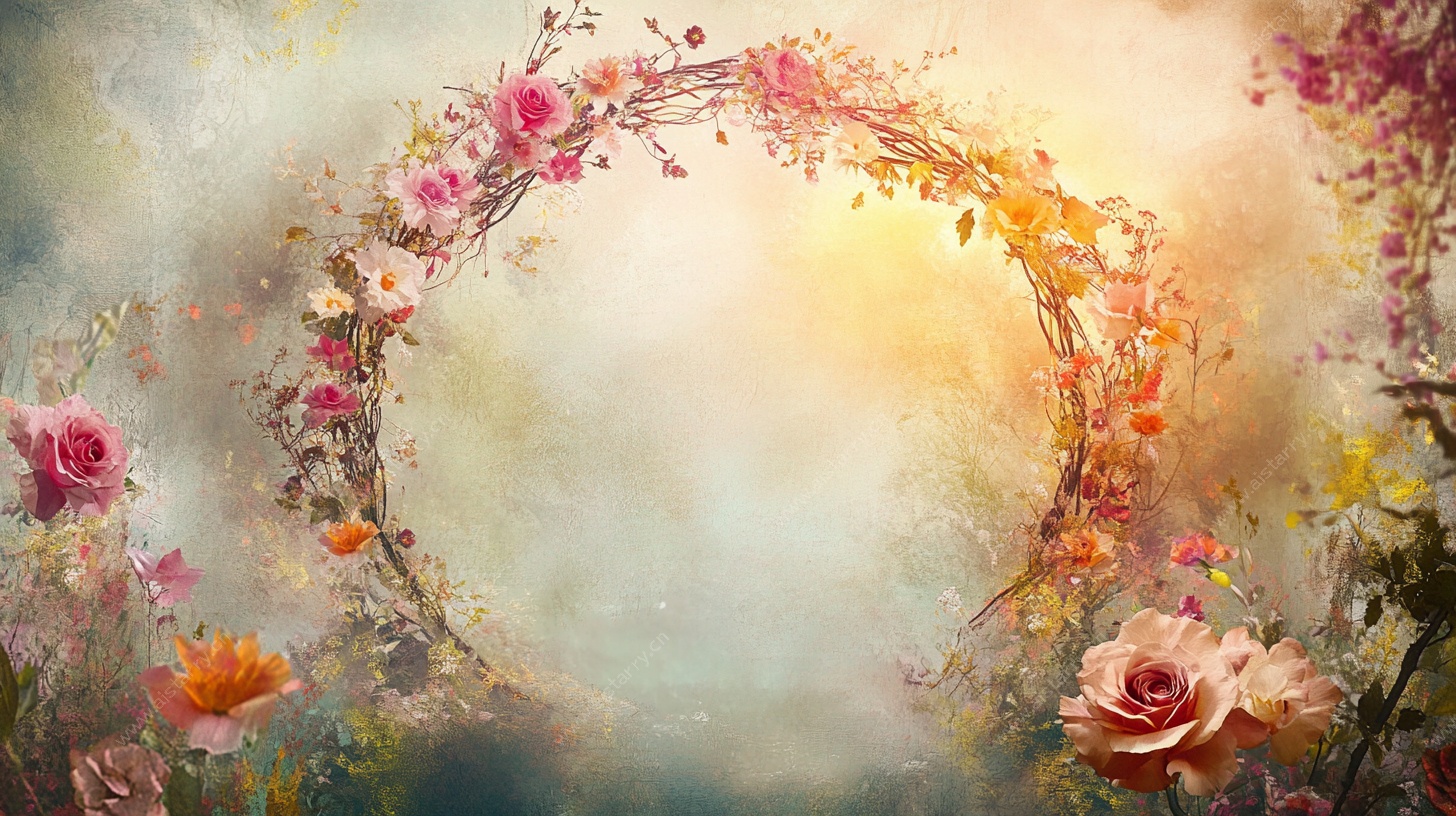 梦幻花卉圆环艺术图景