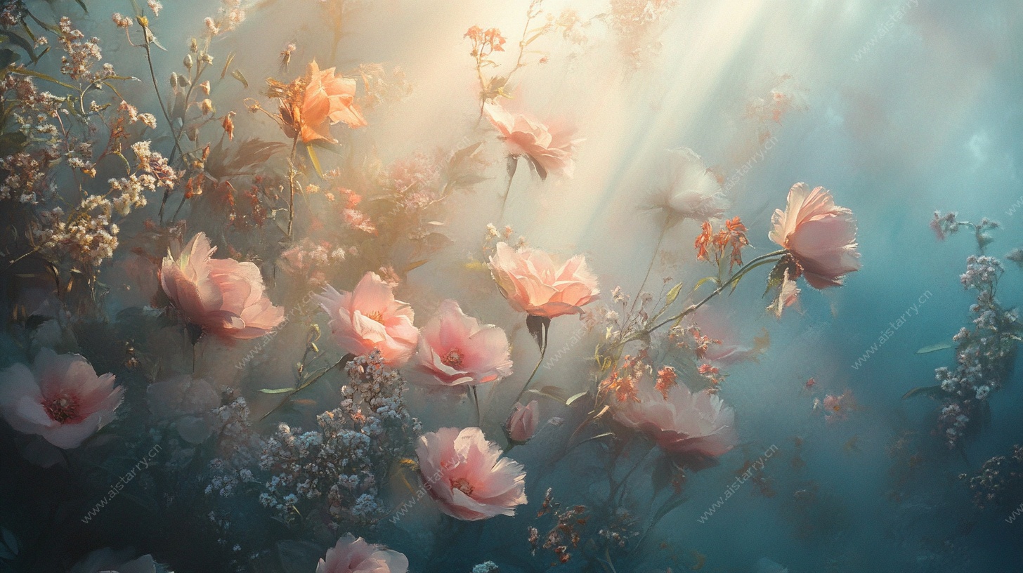 梦幻光影下的烂漫花卉