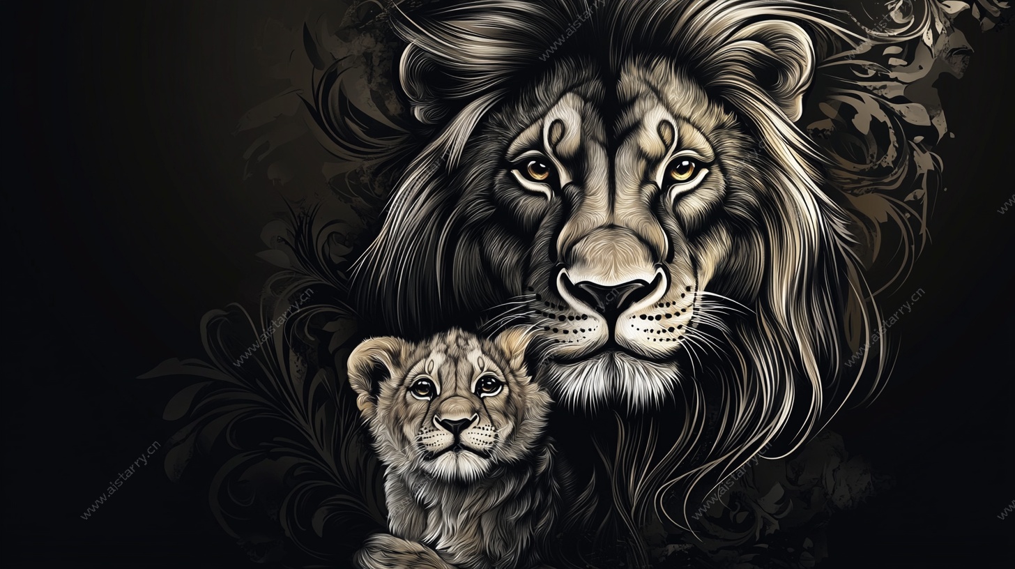 狮王与幼崽的温情时刻