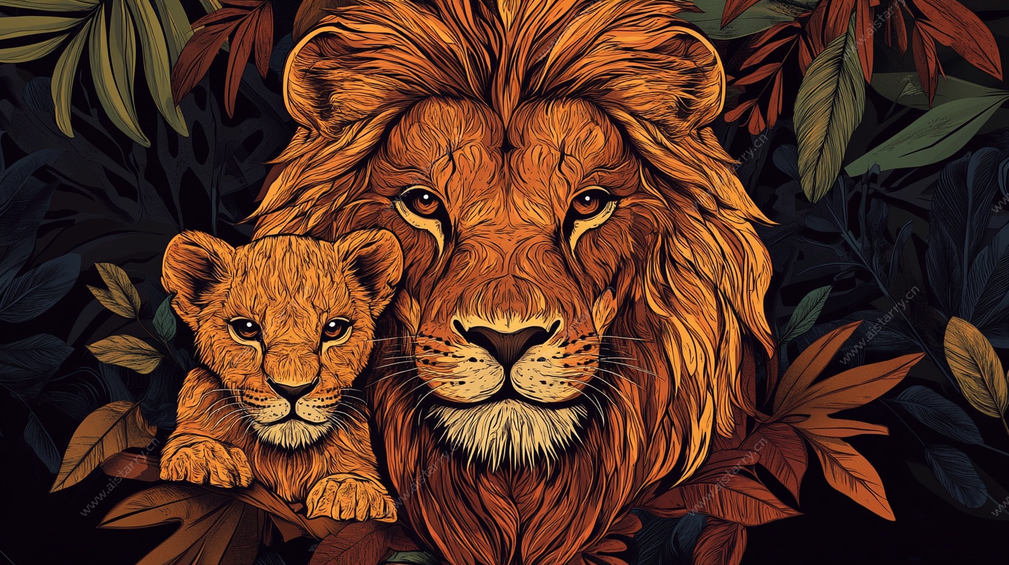 狮父子的温馨丛林时刻