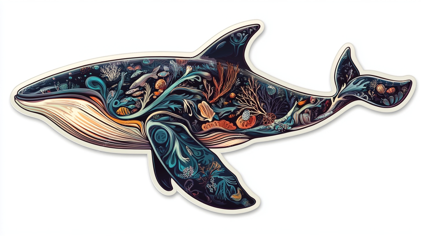 海洋风鲸鱼插画贴纸