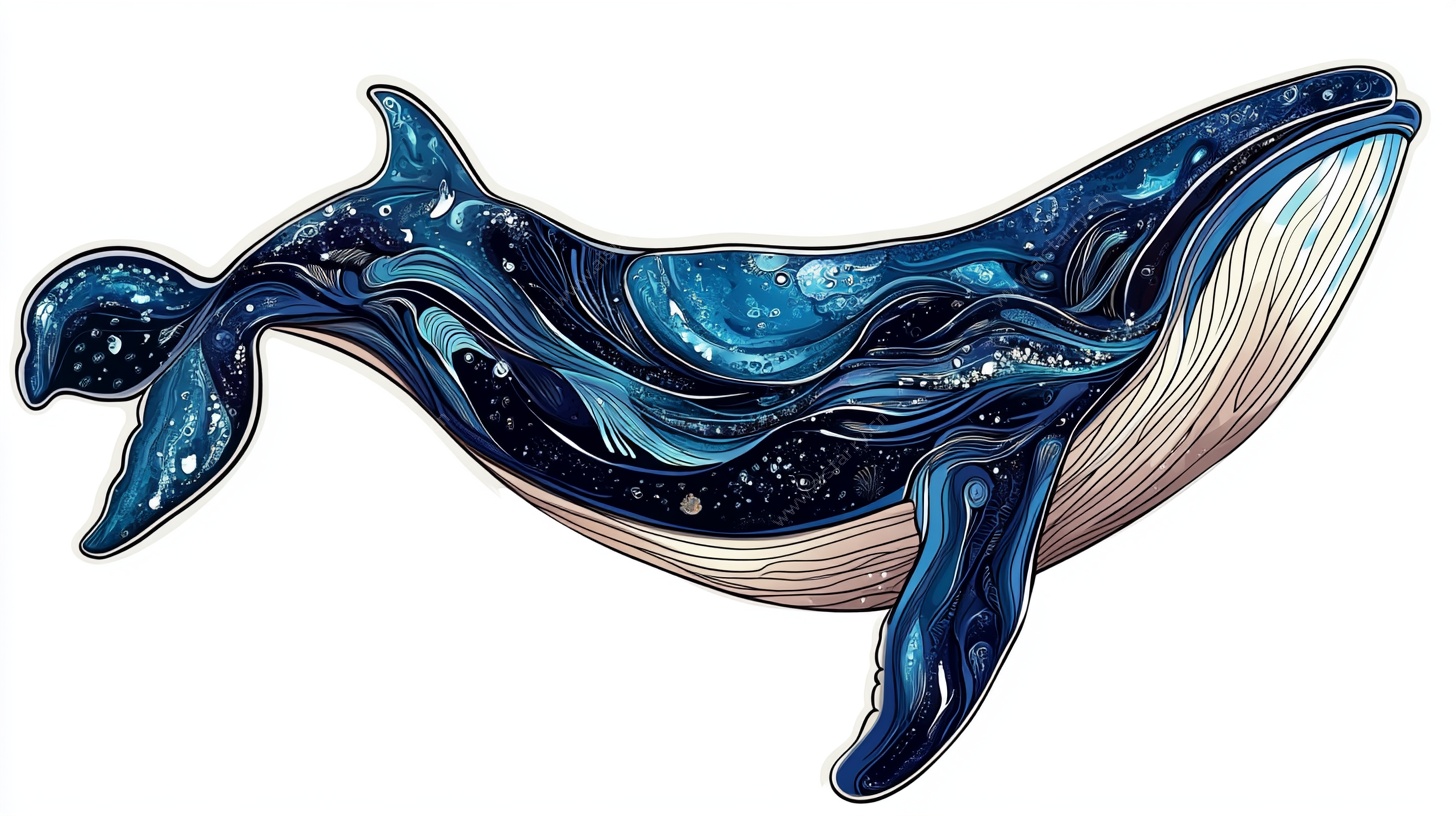 梦幻星空鲸鱼插画