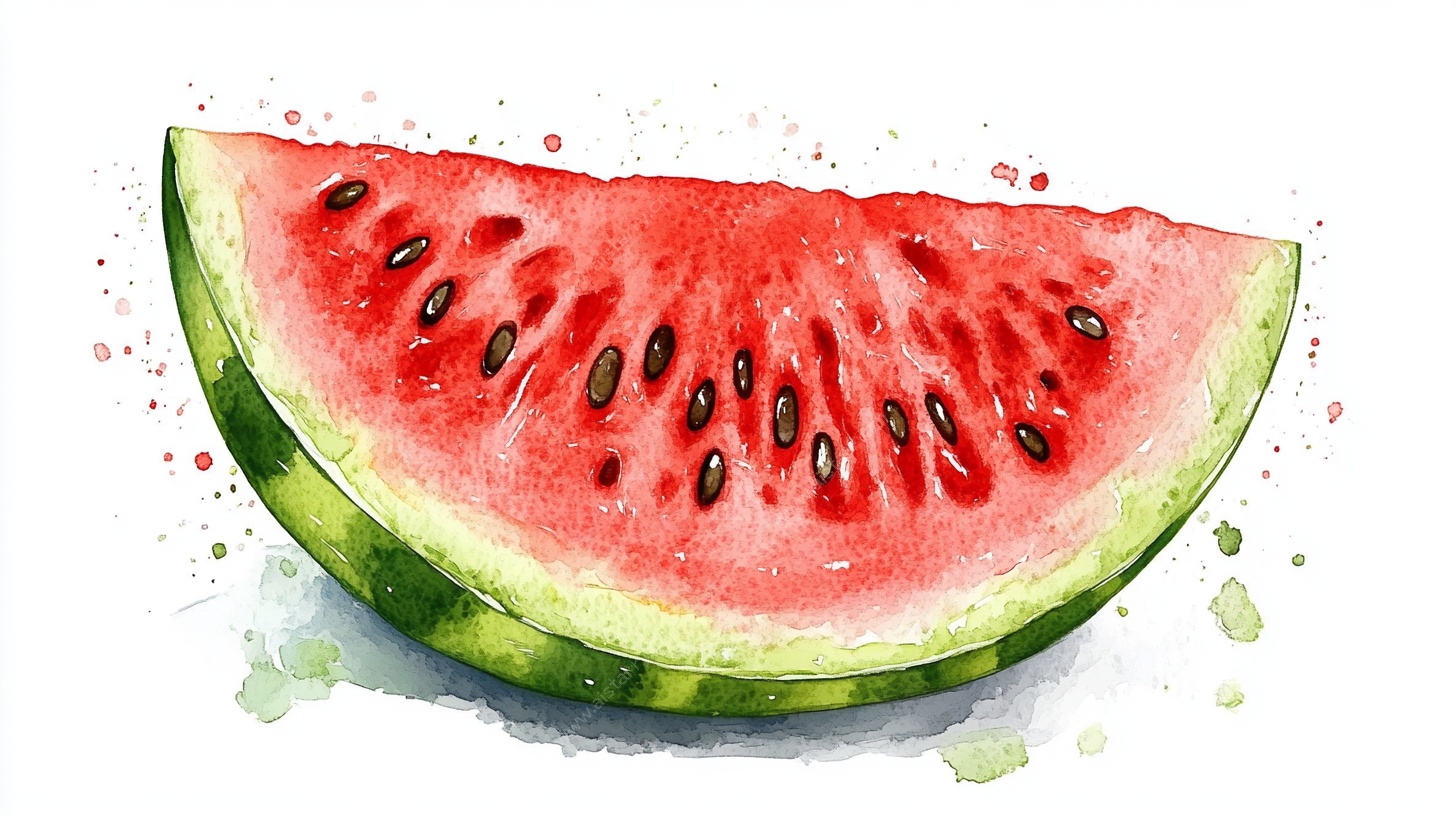 水彩西瓜切片插画