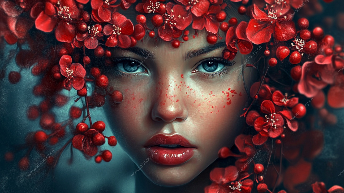 花饰少女梦幻肖像