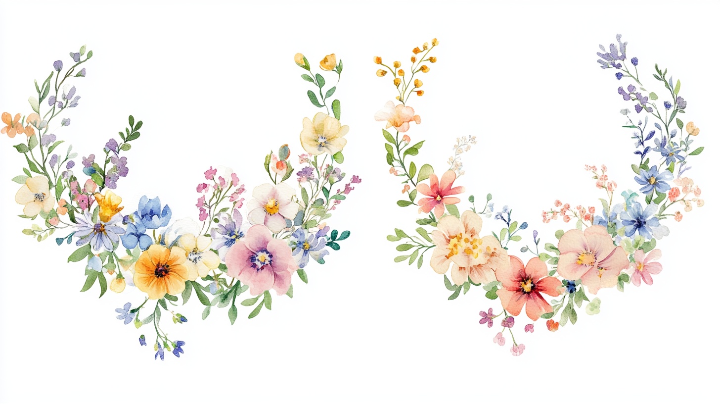 水彩花卉花环图案设计