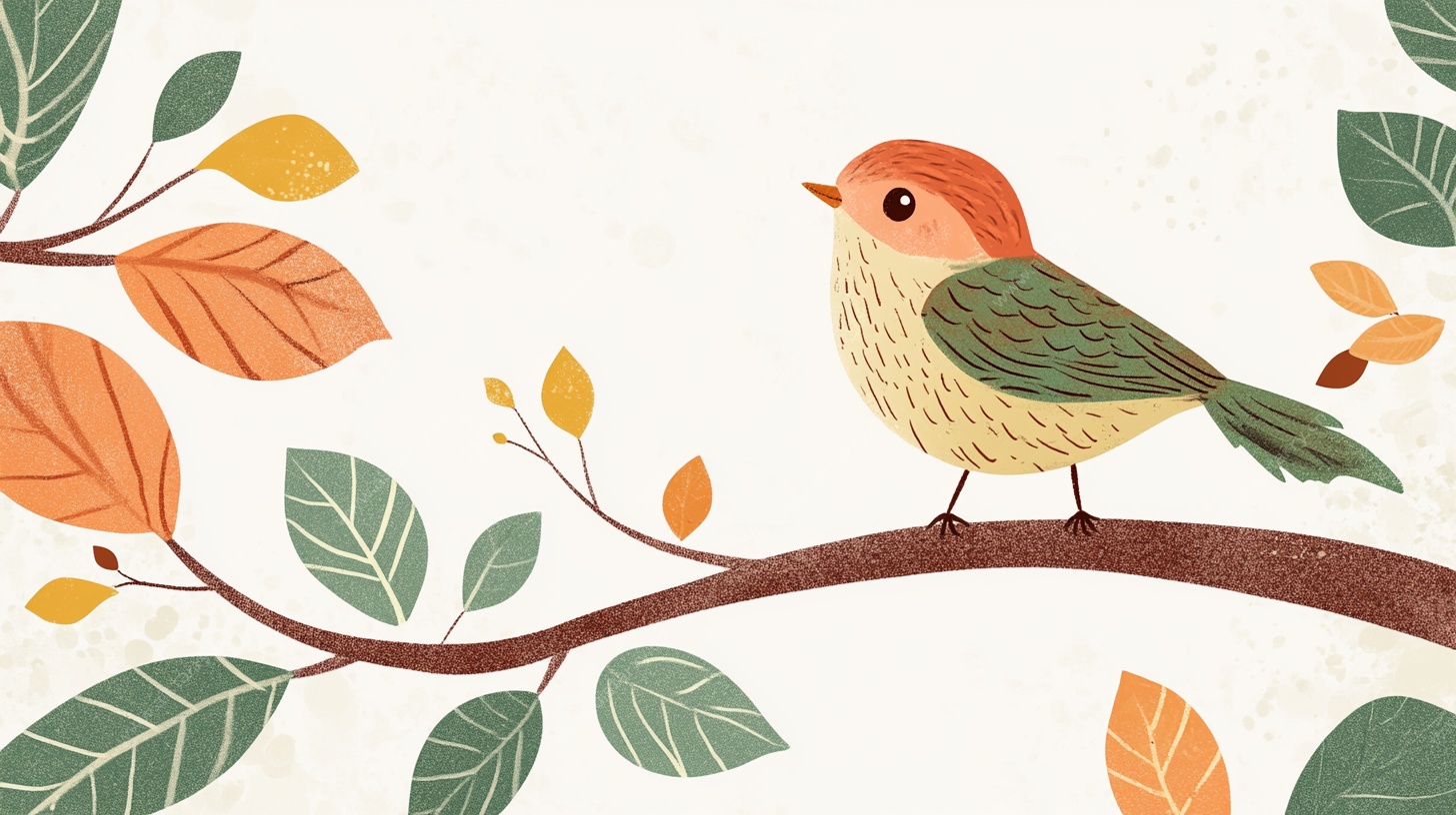 枝头小鸟的秋日风景