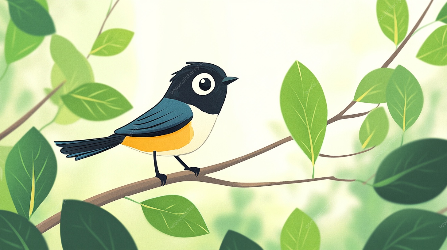 枝头小鸟插画