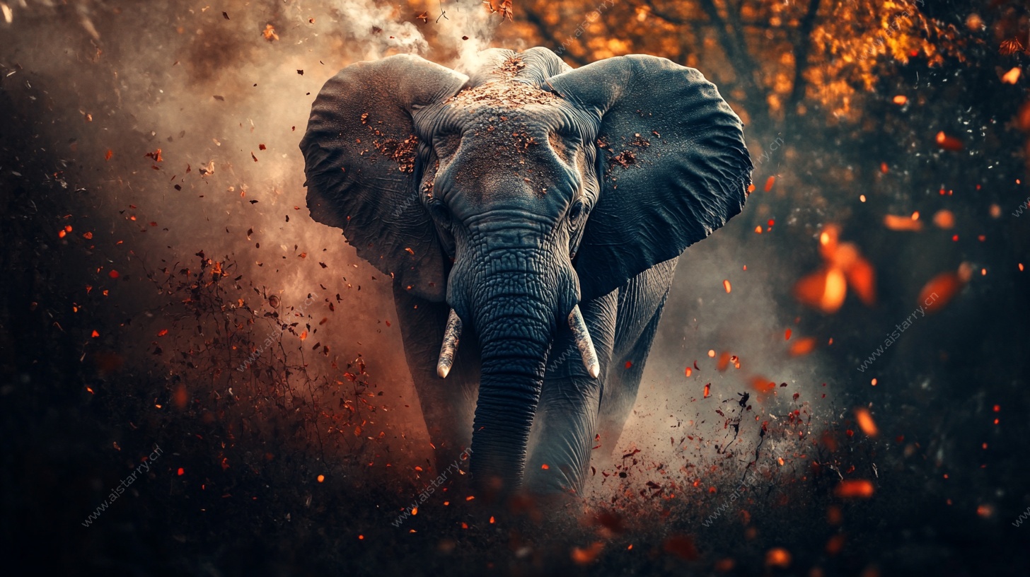 奔跑的大象 力量与野性之美