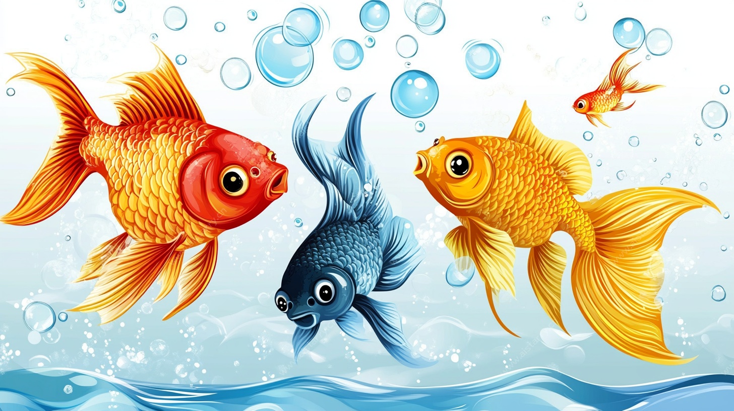 水中金鱼嬉戏图