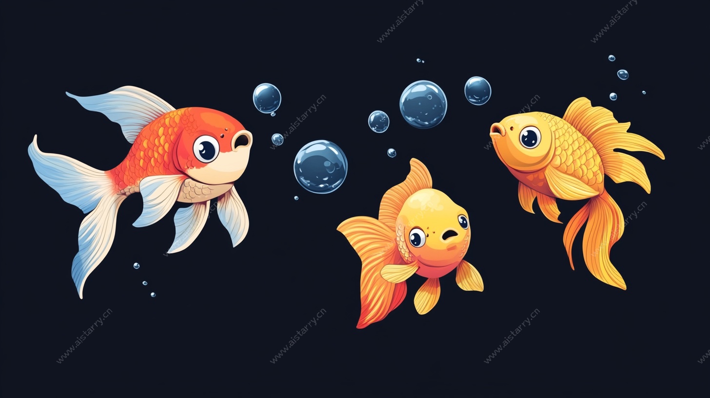 可爱金鱼水中游