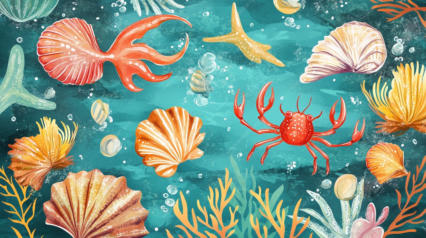 海洋生物贝壳插画
