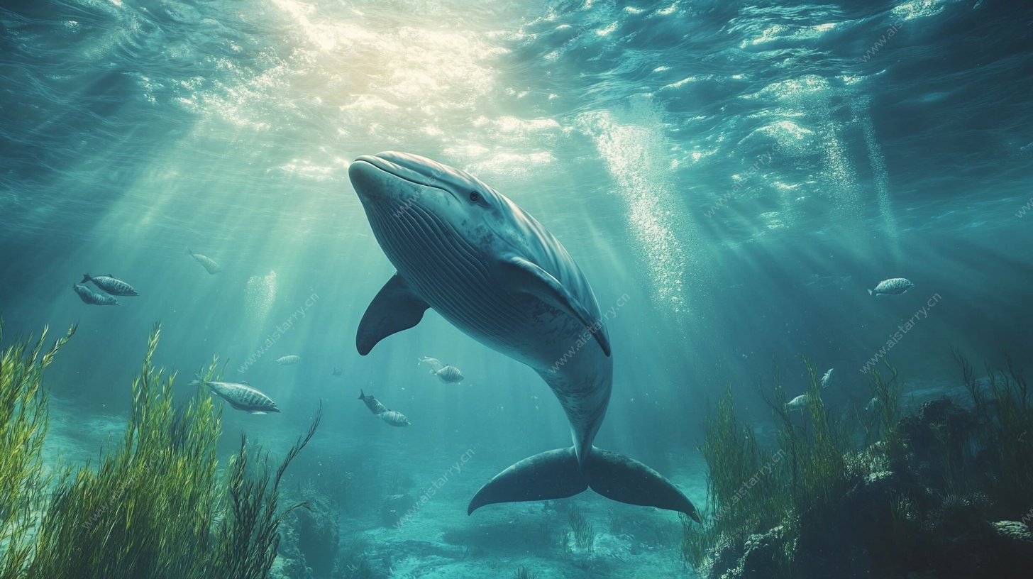 深海鲸鱼的梦幻光影之旅