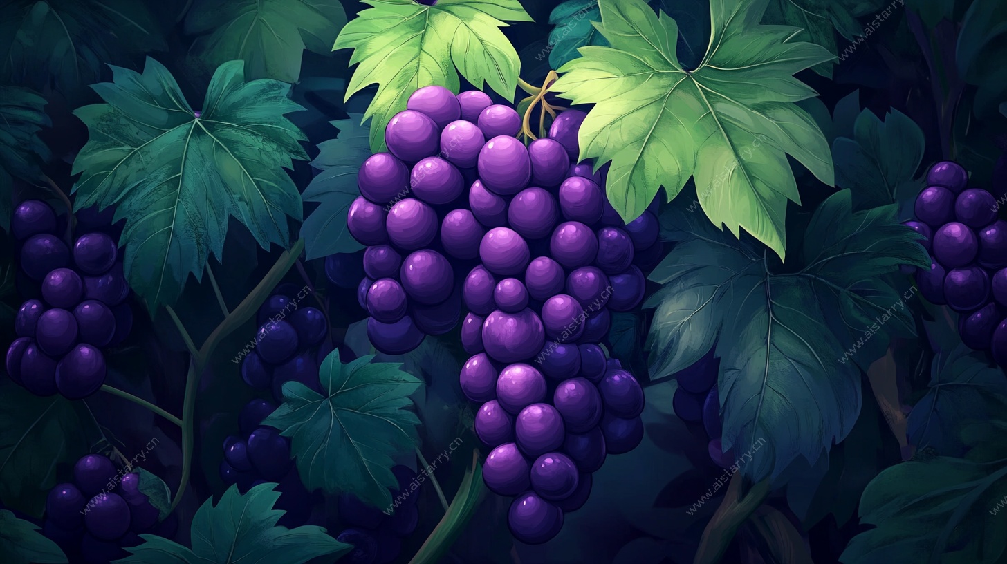 紫葡萄与绿叶的梦幻组合