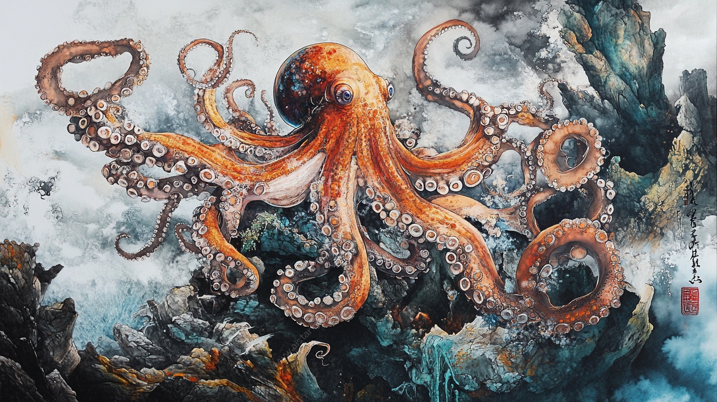 深海巨章鱼奇幻绘景