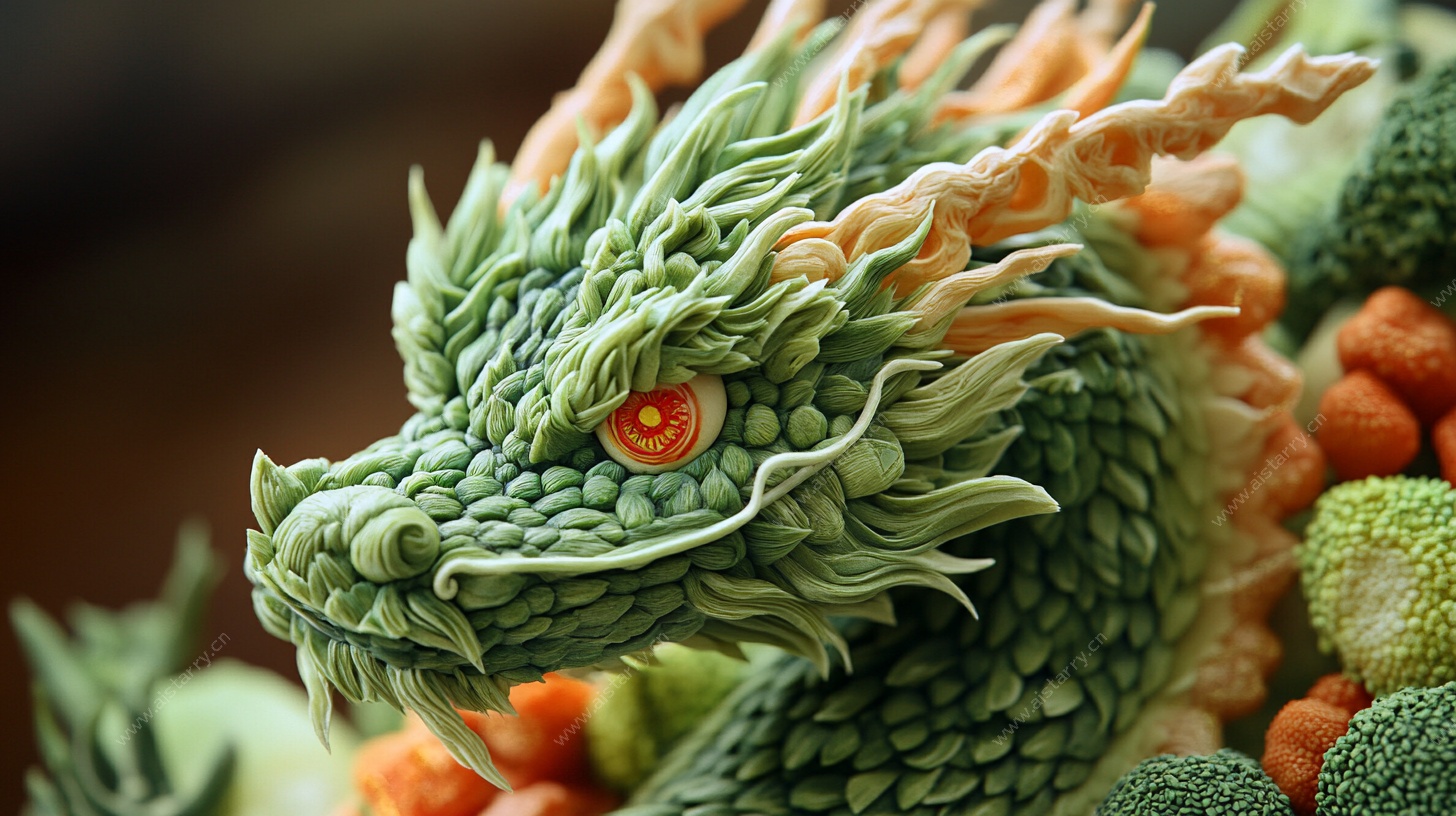 蔬菜雕刻龙造型艺术