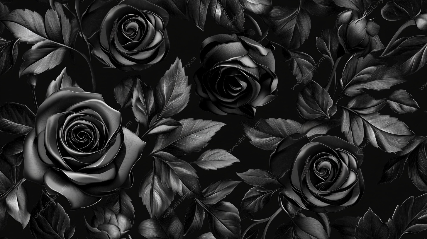 黑玫瑰图案 神秘优雅格调