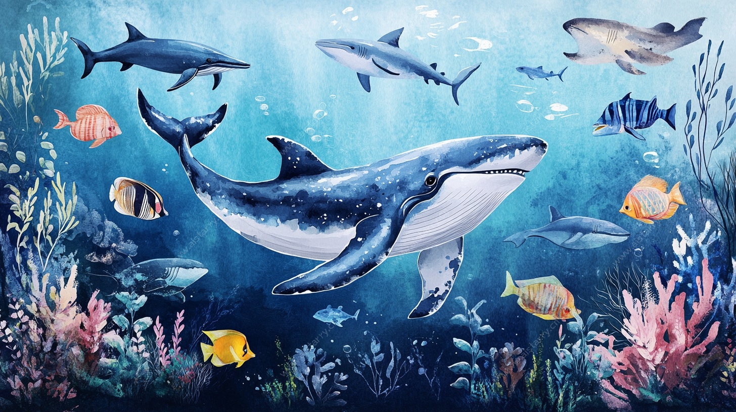 梦幻海底世界海洋插画