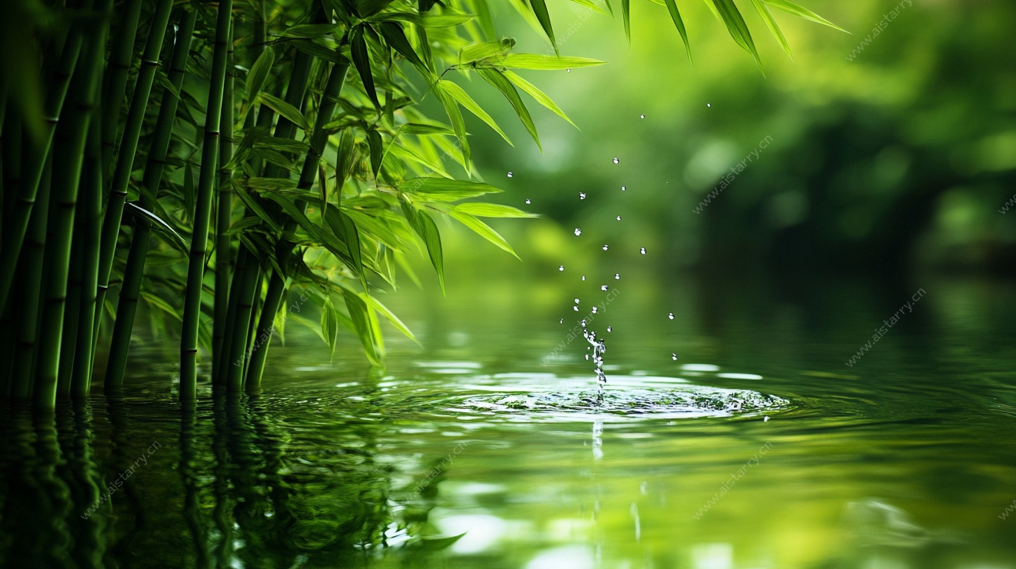 翠竹落水景