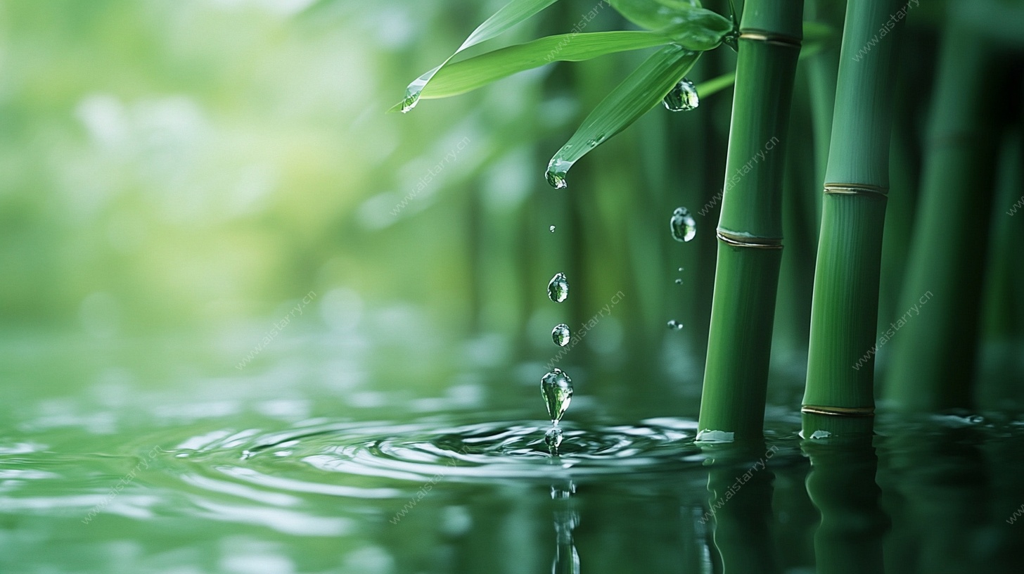 翠竹滴水图