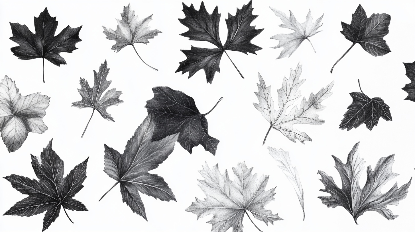 黑白枫叶插画集