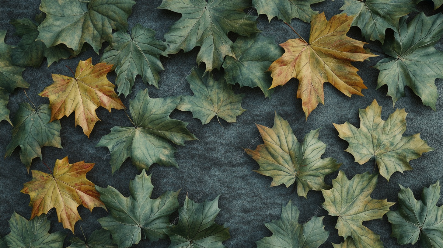 秋意枫叶平铺画面