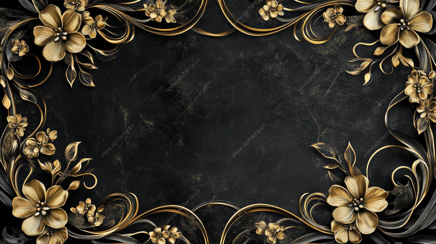 黑金花卉边框背景图