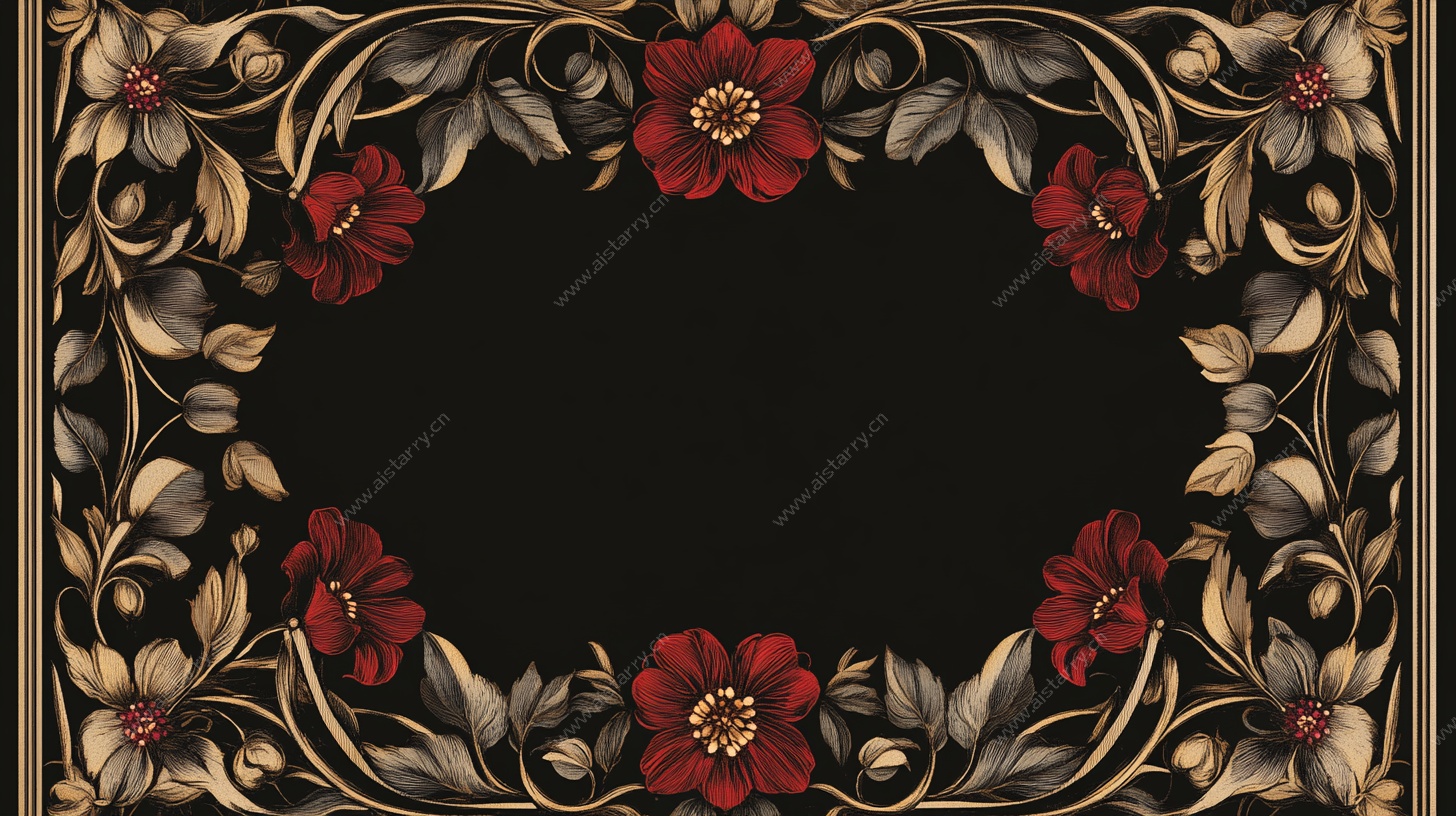 复古花卉边框装饰图案