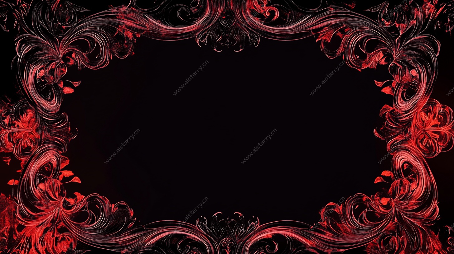 红黑华丽花纹边框图案
